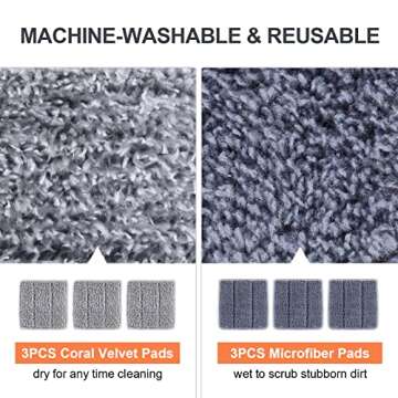 Baseboard Cleaner Tool with Long Handle - ROKOXIN Cleaning Tools Mop for Baseboard Molding Duster, Ceiling Wall Window Cleaner with 6 Reusable Microfiber Mop Pads