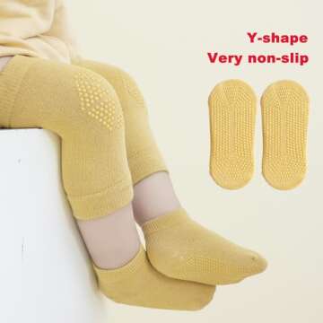 ISANPAN Unisex Baby Crawling Anti-Slip Knee Pads and Socks,Save Baby Knee and Ankle (color C, 12-24 ...
