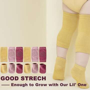 ISANPAN Unisex Baby Crawling Anti-Slip Knee Pads and Socks,Save Baby Knee and Ankle (color C, 12-24 Months)