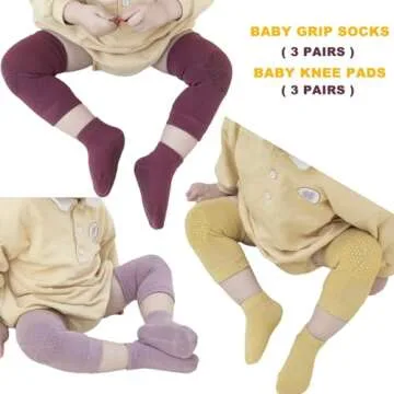 ISANPAN Unisex Baby Crawling Anti-Slip Knee Pads and Socks,Save Baby Knee and Ankle (color C, 12-24 Months)