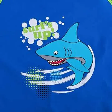 TFJH E Kids Boys Swimsuit UPF 50+ UV Sun Protective 2PCS Fish,Navy Long,7-8Y(Tag No.128/134)