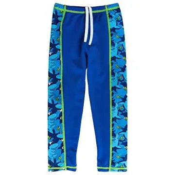 TFJH E Kids Boys Swimsuit UPF 50+ UV Sun Protective 2PCS Fish,Navy Long,7-8Y(Tag No.128/134)