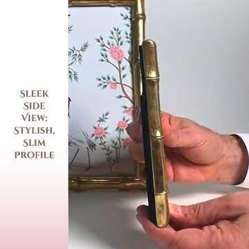 Two's Company Bamboo Picture Frames, Decorative Wall & Tabletop 5x7 & 4x6 Gold Frame Set - Vertical/Horizontal Display