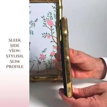 Two's Company Bamboo Picture Frames, Decorative Wall & Tabletop 5x7 & 4x6 Gold Frame Set - Vertical/Horizontal Display