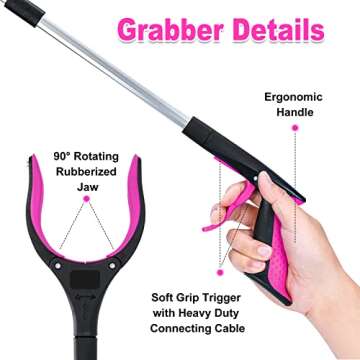 Grabber Reacher Tool,32 Inch Foldable Reacher Grabber Pickup Tool with Strong Grip Magnetic,360°Rot...
