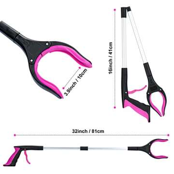Grabber Reacher Tool,32 Inch Foldable Reacher Grabber Pickup Tool with Strong Grip Magnetic,360°Rotating Anti-Slip Jaw,Trash Claw Grabber Tool,Grabbers for Seniors for Outdoor & Indoor (Purple)