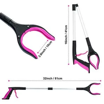 Grabber Reacher Tool,32 Inch Foldable Reacher Grabber Pickup Tool with Strong Grip Magnetic,360°Rotating Anti-Slip Jaw,Trash Claw Grabber Tool,Grabbers for Seniors for Outdoor & Indoor (Purple)
