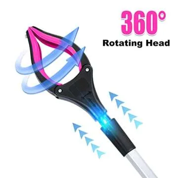 Grabber Reacher Tool,32 Inch Foldable Reacher Grabber Pickup Tool with Strong Grip Magnetic,360°Rotating Anti-Slip Jaw,Trash Claw Grabber Tool,Grabbers for Seniors for Outdoor & Indoor (Purple)