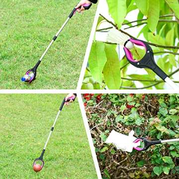 Grabber Reacher Tool,32 Inch Foldable Reacher Grabber Pickup Tool with Strong Grip Magnetic,360°Rotating Anti-Slip Jaw,Trash Claw Grabber Tool,Grabbers for Seniors for Outdoor & Indoor (Purple)