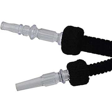 Hookah Hose Shisha Hose Washable Plush Hookah Pipe 6ft with Mini Ice Bag Detachable Mouth Tip Smoke Hose Hookah Shisha Pipe for Hookah Accessories (Black)