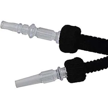 Hookah Hose Shisha Hose Washable Plush Hookah Pipe 6ft with Mini Ice Bag Detachable Mouth Tip Smoke Hose Hookah Shisha Pipe for Hookah Accessories (Black)