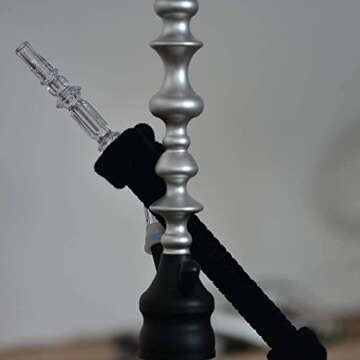 Hookah Hose Shisha Hose Washable Plush Hookah Pipe 6ft with Mini Ice Bag Detachable Mouth Tip Smoke Hose Hookah Shisha Pipe for Hookah Accessories (Black)