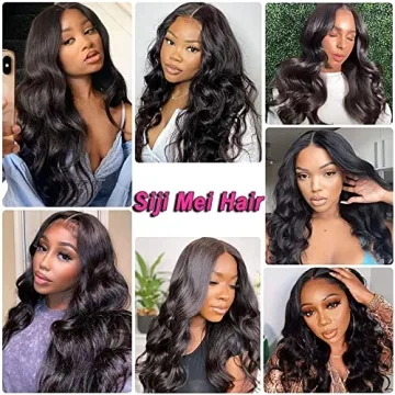 Siji Mei Body Wave Lace Front Wig 16 Inch Natural Black