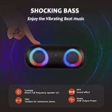 NOTABRICK Bluetooth Speakers with RGB Lights & 30W Sound