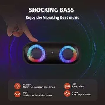NOTABRICK Bluetooth Speakers with RGB Lights & 30W Sound