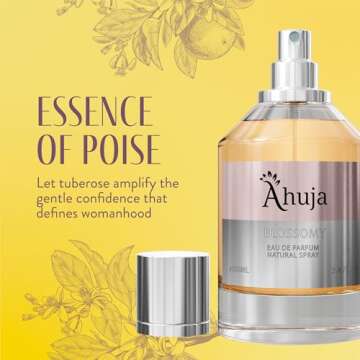 AHUJA Blossomy Eau De Parfum 3.4oz for Women, Floral Notes of Natural Tuberose and Jasmine-Best Alternative to Gucci Flora Gorgeous Gardenia.