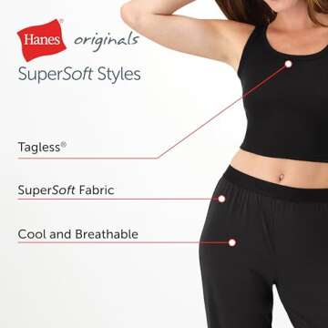 Hanes Supersoft Crop Tank & Lounge Pants Loungewear Set