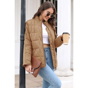 ETCYY Women's Quilted Zip-Up Jacket for Stylish Warmth