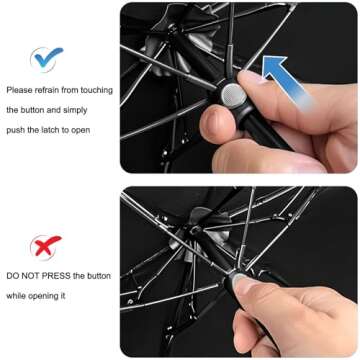 Small Mini Umbrella with Case by GAOYAINIG Light Compact Design Perfect for Travel Lightweight Portable Parasol Outdoor Sun&Rain Umbrellas Black, 34 Inches