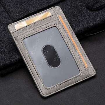 Buffway Slim Minimalist Front Pocket RFID Blocking Leather Wallets for Men and Women