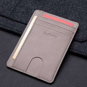 Buffway Slim Minimalist Front Pocket RFID Blocking Leather Wallets for Men and Women