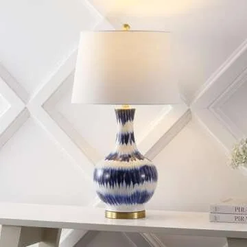 JONATHAN Y Tucker 30.5" Ceramic/Metal LED Table Lamp in Blue for Any Decor