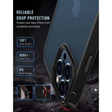 Mgnaooi Magnetic Case for iPhone 13 Pro Case [MIL-Grade Drop Tested & Compatible with MagSafe] Translucent Matte Back with Aluminum Alloy Keys, Shockproof 13 Pro Phone Case 6.1 Inch, Black