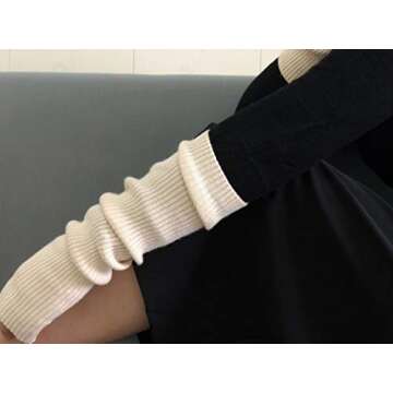 F Flammi Cashmere Blended Arm Warmer for Women Winter Fingerless Gloves Knit Mitten Gloves Wrist Warmer with Thumb Hole
