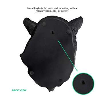 Wall Charmers Large Black Faux Mountain Lion Head Wall Hanging - 17" Faux Taxidermy Animal Head Wall Decor - Handmade Farmhouse Decor