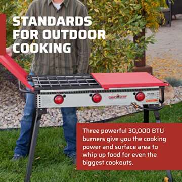 Camp Chef Pro 16 Cooking System - Three-Burner Camp Stove for Outdoor Cooking