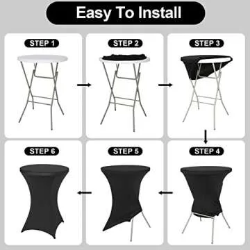 FestiCorp 6 Pack Spandex Black Table Cover, Cocktail Fitted Tablecloths, Round Highboy Stretch Table Covers Cloths for Party, DJ, Bar, Wedding, Birthday, Banquet, 30"-32" Diameter x 40"-43" Height