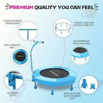 SkyBound 36 Inch Indoor Trampoline for Kids - Kids Trampoline Indoor with Handle - Toddler Trampolin...