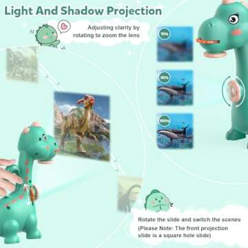 KETIEE Dinosaur Drawing Projector Toys for Ages 5-7 Tracing and Drawing Projector for Kids with Two Projector Heads, Smart Art Sketcher Projector with 96 Stencils, Toddler Toys for Boys (Green)