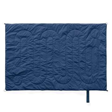 Huzi Infinity Travel - Packable Blanket - Puffy - for Travel Outdoor Picnic Trip Camping Beach - 57 x 38 (Navy)