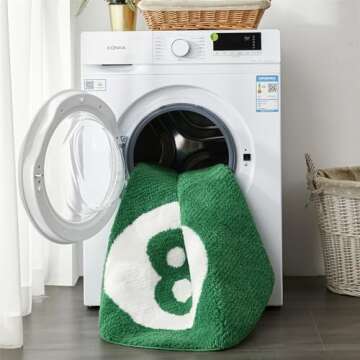 Estmy Green 8 Ball Rug, Cute Unique Cool Fun 3ft Round Area Rugs for Bedroom Bathroom Dorm Non Slip Washable Funky Trendy Aesthetic Bedroom Accent Floor Carpet, Funny Gift for Billiards Lovers