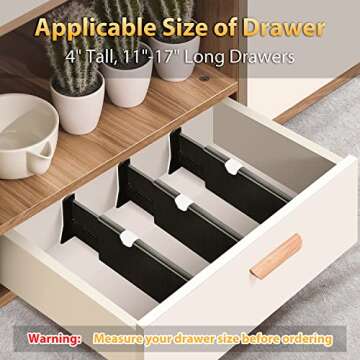 JONYJ Drawer Dividers Organizer 4 Pack, Adjustable Separators 4" High Expandable from 11-17" for Bed...