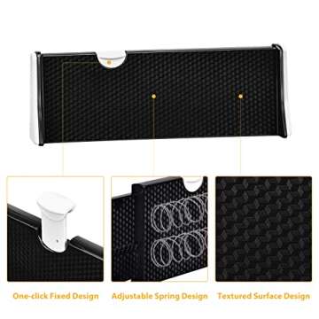 JONYJ Drawer Dividers Organizer 4 Pack, Adjustable Separators 4" High Expandable from 11-17" for Bedroom, Bathroom, Closet,Clothing, Office, Kitchen Storage, Strong Secure Hold, Foam Ends（Black）
