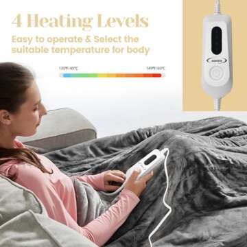 JAQUETEA Heated Blanket Electric Throw Blanket- 50''x60'' Heating Blanket Throw 4 Hours Auto-Off & 4...