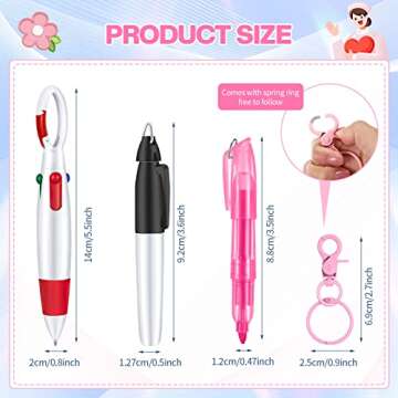 Colarr Badge Pens for Nurses, Include Tip Permanent Marker Pen Retractable Ballpoint with Nursing Keychain Clip(Pink)