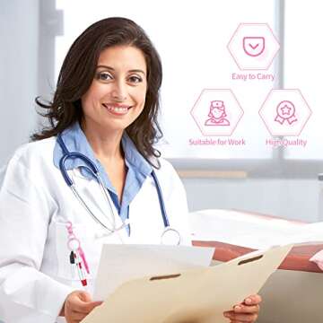 Colarr Badge Pens for Nurses, Include Tip Permanent Marker Pen Retractable Ballpoint with Nursing Keychain Clip(Pink)