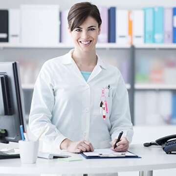 Colarr Badge Pens for Nurses, Include Tip Permanent Marker Pen Retractable Ballpoint with Nursing Keychain Clip(Pink)