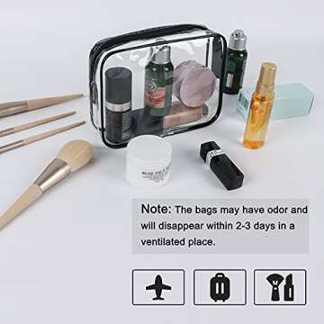 APREUTY Clear Makeup Bags, TSA Approved 3 Pcs Cosmetic Makeup Bags Set Clear PVC with Zipper Handle ...