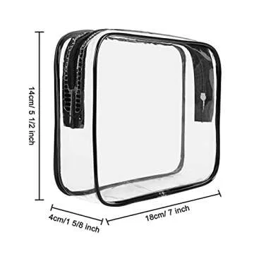 APREUTY Clear Makeup Bags, TSA Approved 3 Pcs Cosmetic Makeup Bags Set Clear PVC with Zipper Handle Portable Travel Luggage Pouch Airport Airline Vacation Organization (Black)