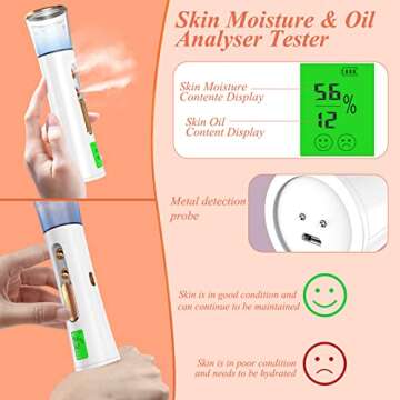 Nano Facial Mister, Double Nozzle Cool Mist Nano Facial Misting Device with Skin Analyzer, Portable USB Rechargeable Facial Sprayer for Eyelash Extensions, Face Moisturizing, Skin Care