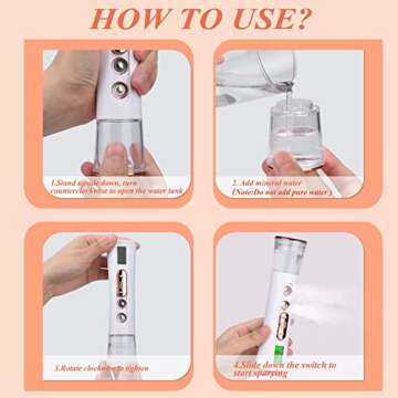 Nano Facial Mister, Double Nozzle Cool Mist Nano Facial Misting Device with Skin Analyzer, Portable USB Rechargeable Facial Sprayer for Eyelash Extensions, Face Moisturizing, Skin Care