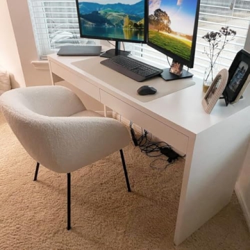 ONEVOG Upholstered Sherpa Dining Chair with Arms - Modern Comfort for Any Space