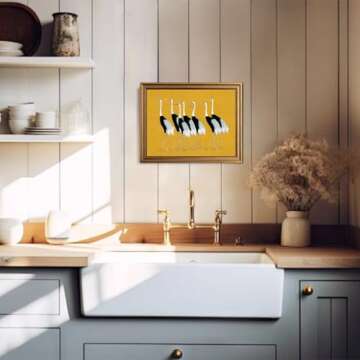 KBKBART Gold Framed Canvas Wall Art, Vintage Japanese Crane Poster with Seven Cranes Bird illustration Wall Art Prints Japanese Decor for Bedroom, Retro Asian Bird Art, Vintage Home Decor(8"x10")