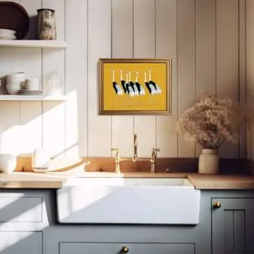 KBKBART Gold Framed Canvas Wall Art, Vintage Japanese Crane Poster with Seven Cranes Bird illustration Wall Art Prints Japanese Decor for Bedroom, Retro Asian Bird Art, Vintage Home Decor(8"x10")