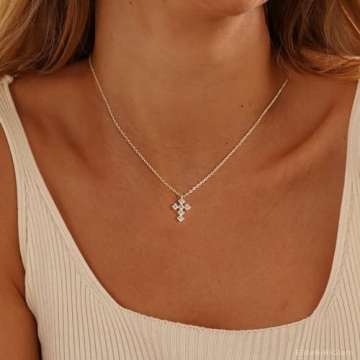 KICKGY Gold Cross Necklace - Dainty Everyday Jewelry