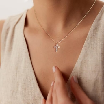 KICKGY Gold Cross Necklace - Dainty Everyday Jewelry
